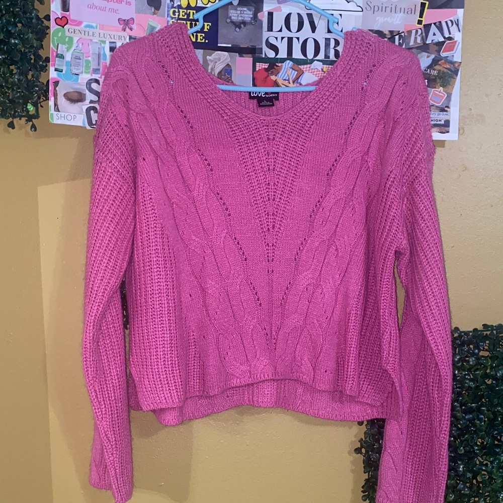 Cozy Fuchsia Cable Knit Sweater